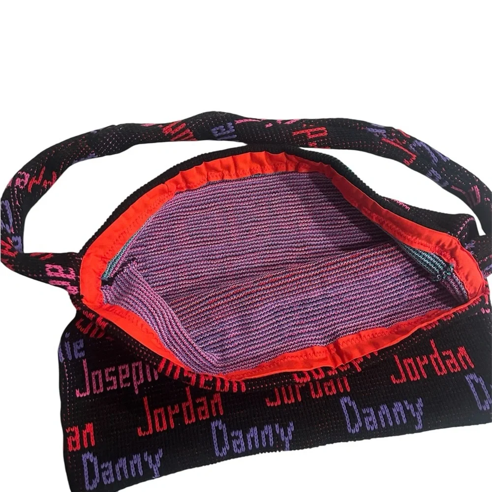 NEW KIDS ON THE BLOCK Black Knit Shoulder Bag- Handmade